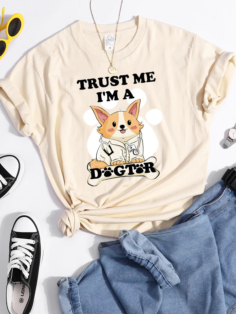 Trust Me I'M A Dogtor Kawaii Female T-Shirts Cool Street Crop Top Personality Summer Tee Clothing High Quality Women T Shirts