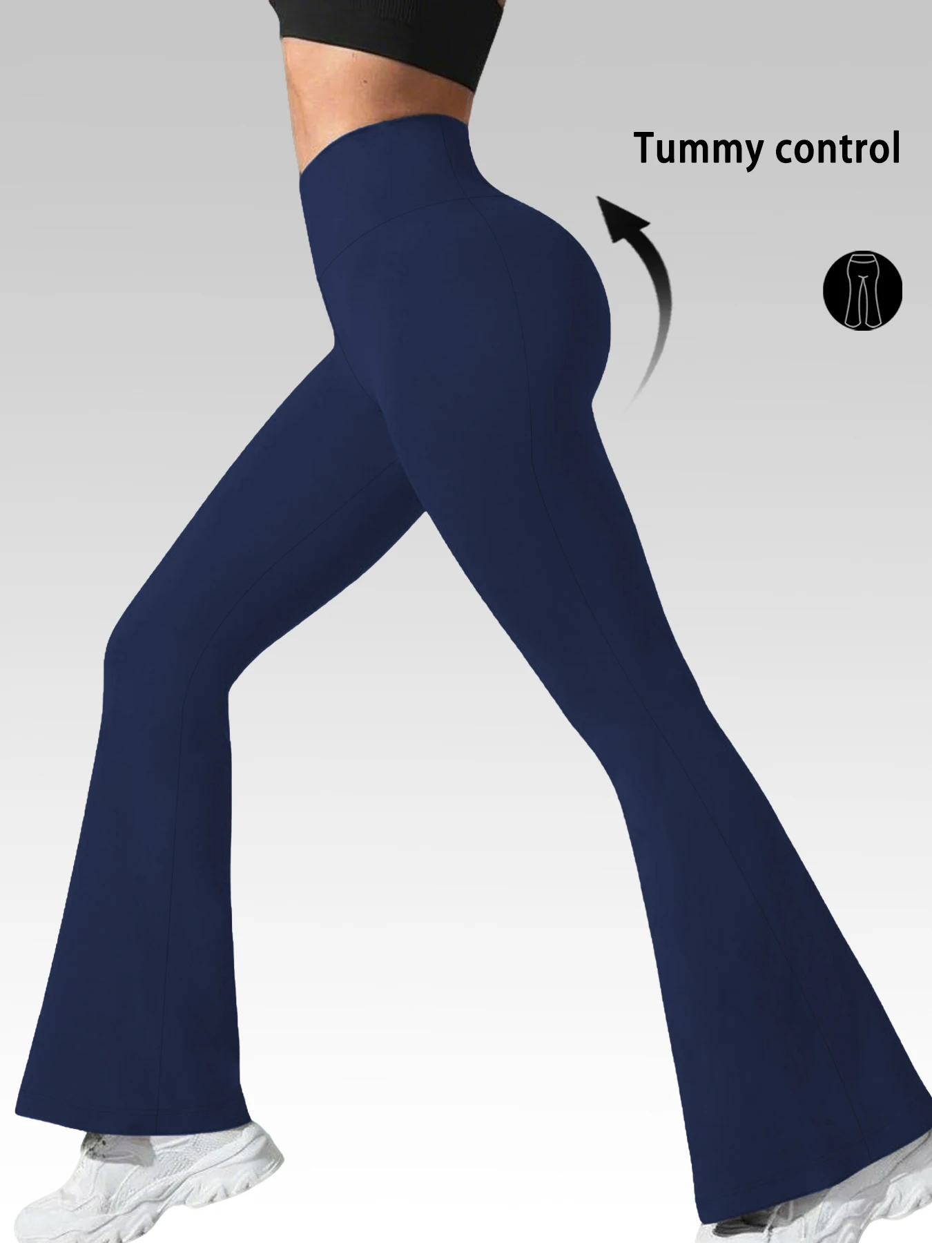 Elegante Damen-Flare-Hose mit hohem Bund für Yoga-Workouts. Geeignet für Damen-Leggings zur Freizeitnutzung. – Detail 11