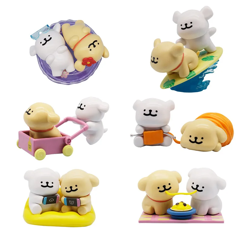 6pcs/set Kawaii Maltese Figurine New Style Cute Version Model Desktop Decorations Collectible Hobby Toy Kids Birthday Gift