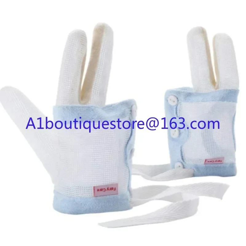 Prevent Hand Sucking Gadgets Middle Index Finger Children Stop Eating Finger Corrector Breathable Thin Anti-Scratch Face Glove