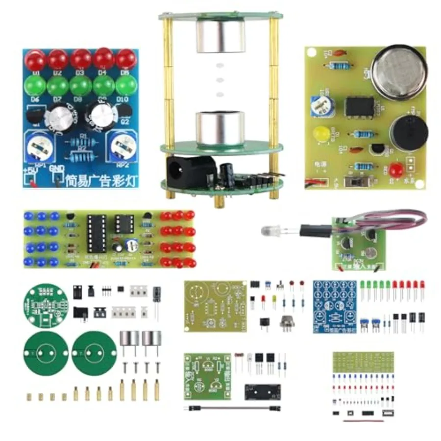 

Soldering Practice Kit 5in1 DIY Ultrasonic Suspension Night Light Advertising RGB LED 2 Colors High-lit Flash LED Smoke Alarm K