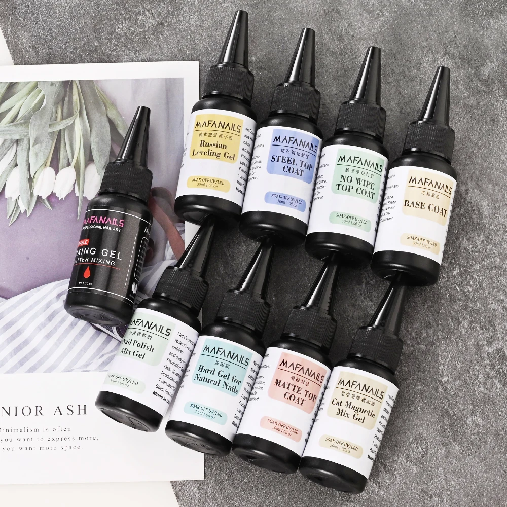 30 ミリリットル/ボトル超高輝度ノーワイプトップ & コートジェルソークオフ UV/LED ネイルアートトップジェル DIY 長期持続 & ハードマニキュア機能ジェル