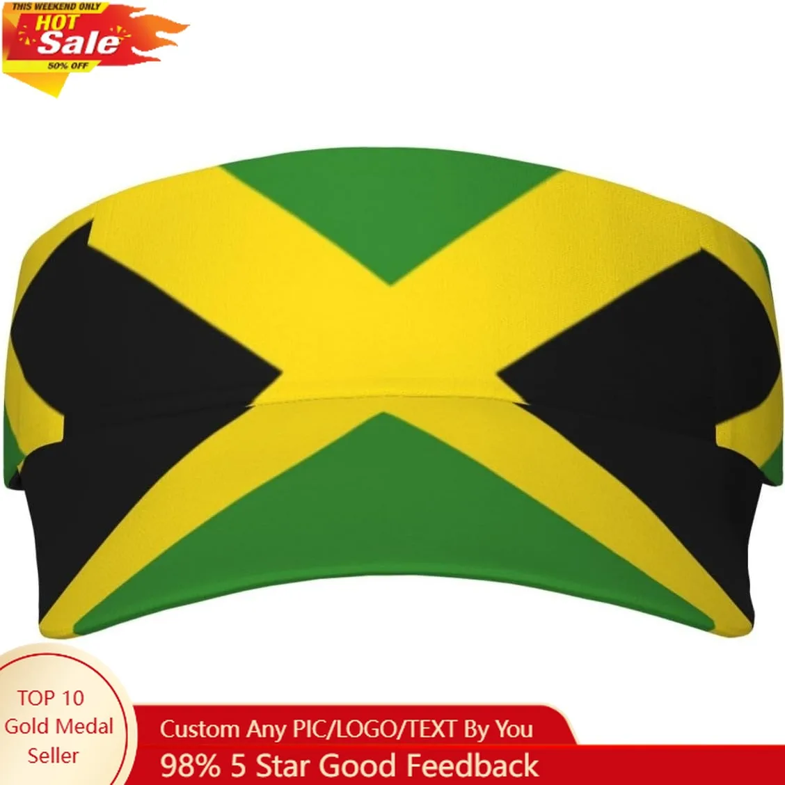 

Rasta Lion Jamaican Reggae Love Sport Sun Visor Adjustable Sun Hat Empty Top Baseball Cap Uv Protection Sun for Men and Women