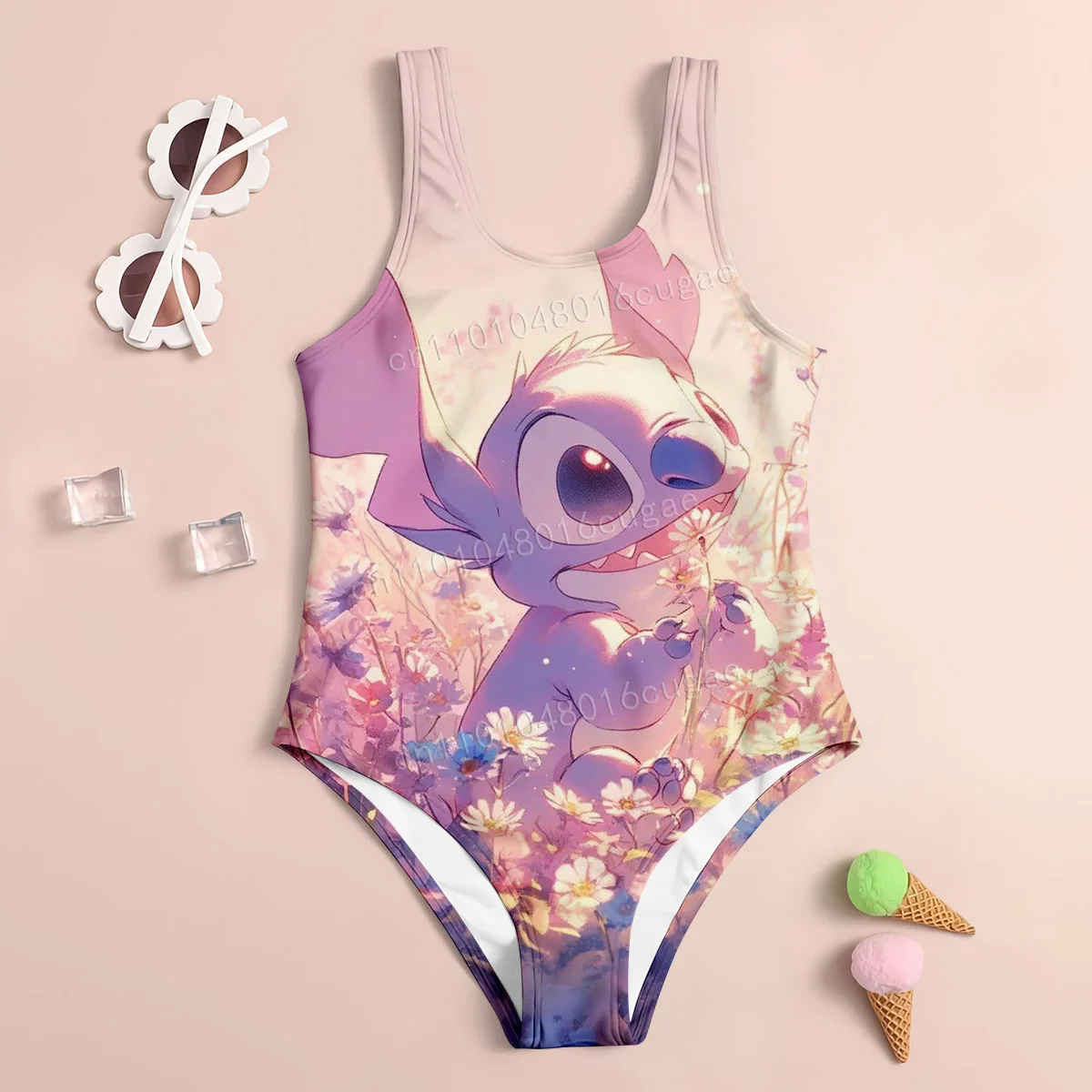 

Lilo & Stitch мультфильм девушка повседневный милый стильный купальник летний песчаный пляж с мультяшным принтом удобный облегающий купальник