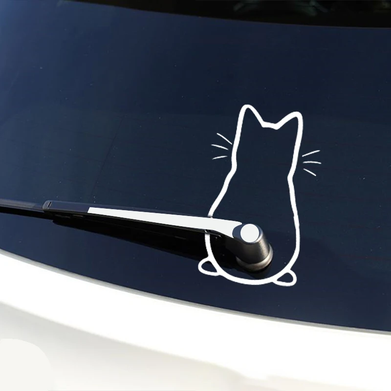 Pegatinas de interior de coche, calcomanías de diseño artístico de gato divertido, decoración de vidrio trasero para ventana de coche, pegatinas y calcomanías