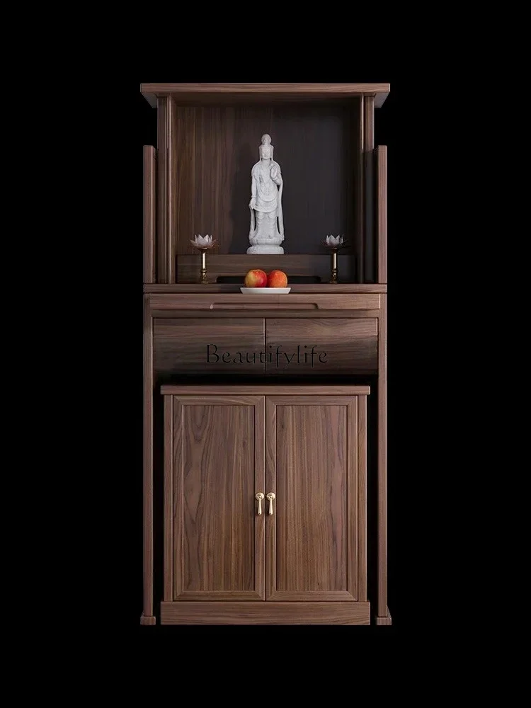 

yj32 Nicchia buddista nuovo armadio verticale cinese porta nascosta combinazione in legno massello casa moderna semplice dio del