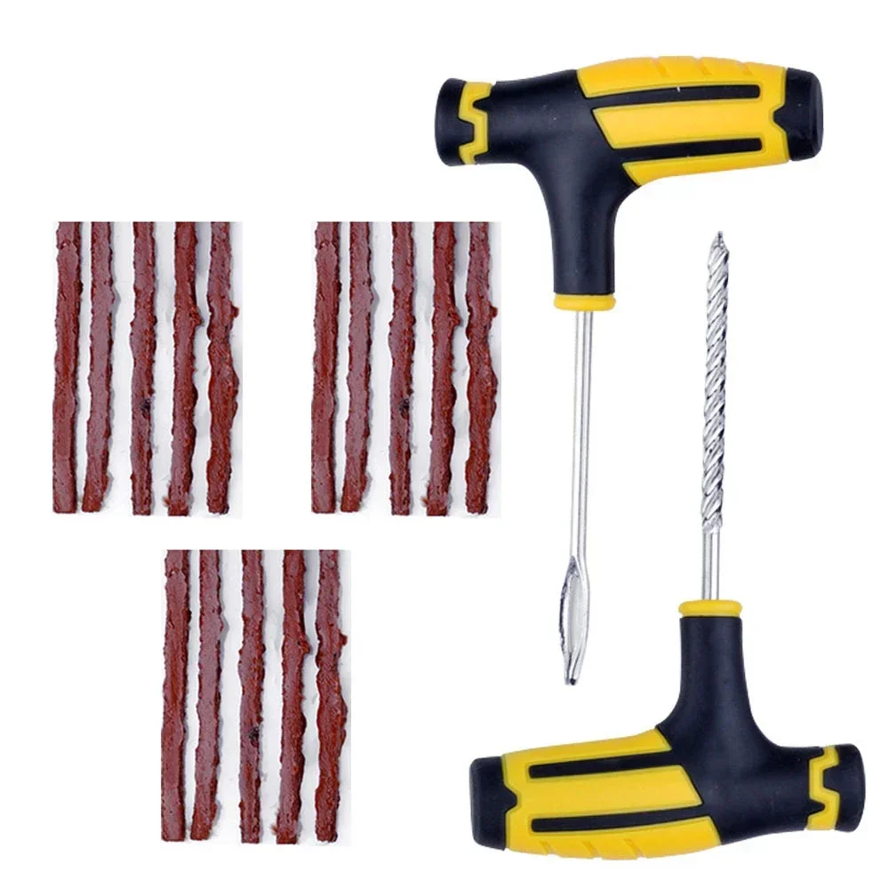 Tubeless Tire Repair Kit with Rubber Plugs – Car & Motorcycle Puncture Fix Tool, Uses for Roadside Emergency & DIY Maintenance