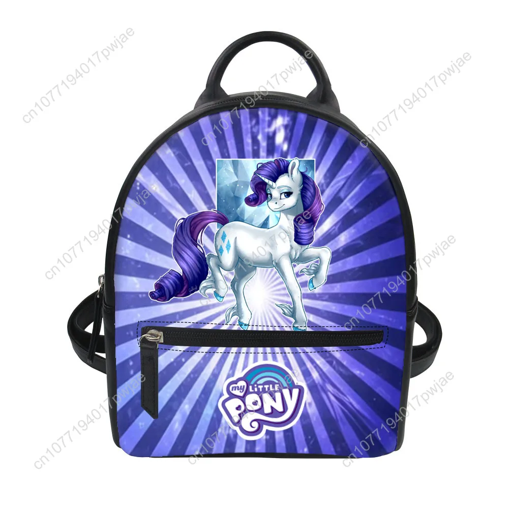 

Rarity My Little Pony Custom Mini Small Backpack Purse Carter Schoolbags Double Shoulder Bag Leather Travel Bag Gifts