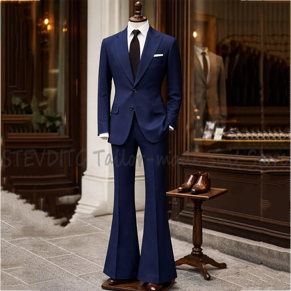 

Unique Design Men Suit Slim Fit Jacket Flare Pants Single Breasted Elegant Outfit For Formal Occasion Party Event Luxury 2026