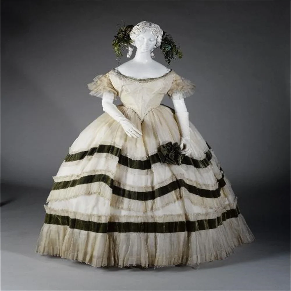 

1860s Victorian Wedding Princess Dress Civil War Historical Costume Ball Gown Custom Made