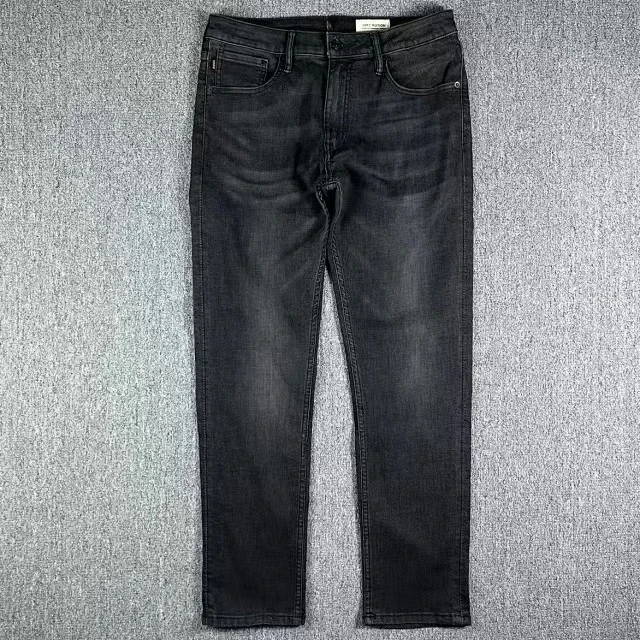 Soft Comfortable Bla ey Men's Slim Fit Jeans Elastic Waist Cotton Denim Casual Straight Leg Pants mid Waist Spring Autumn