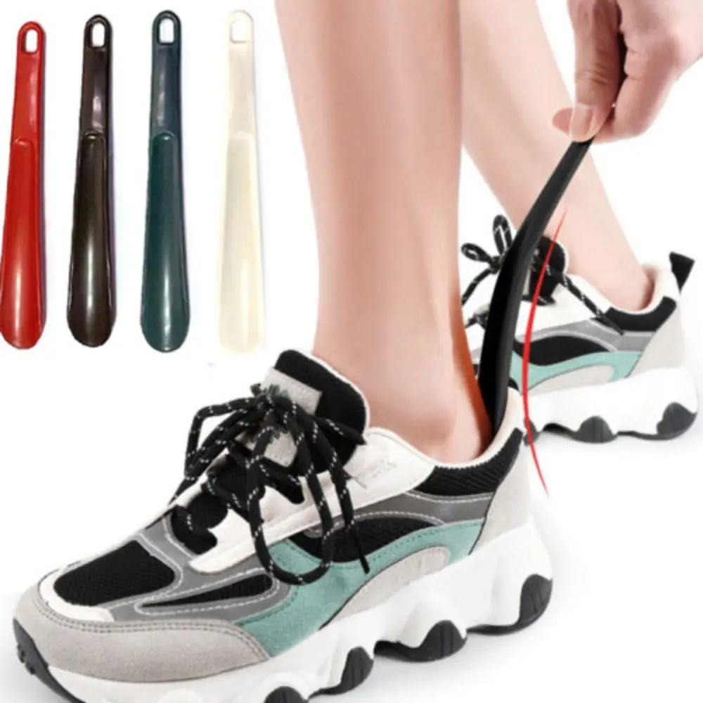 

New Plastic Shoe Horns Spoon Shape Short Handle Shoe Lifter Portable Shoe Threading