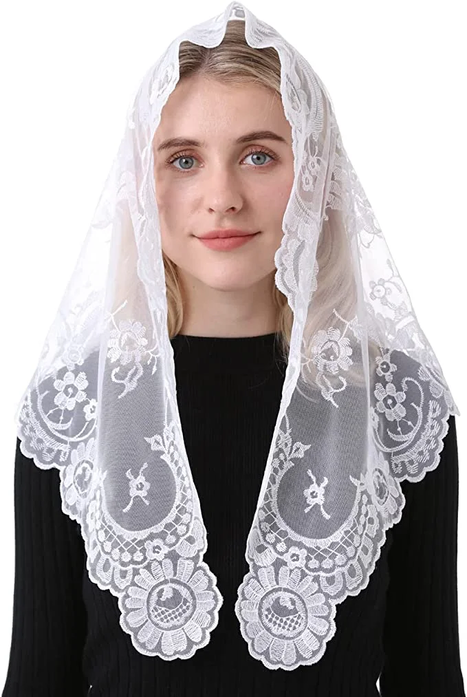 หลายสีสไตล์สเปน Lace Mantilla Veil Church คาทอลิกปกคลุม