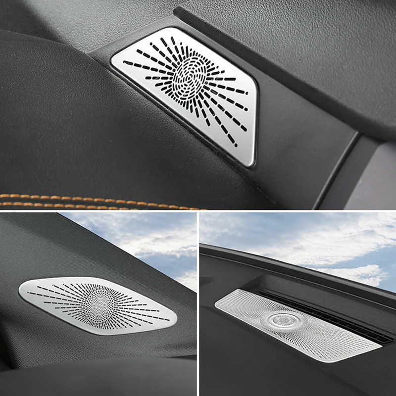 For Audi Q4 e-tron 2021-2024 Car Audio Speaker Decoration Cover Stainless Steel Protection Sticker Interior Styling Accessories