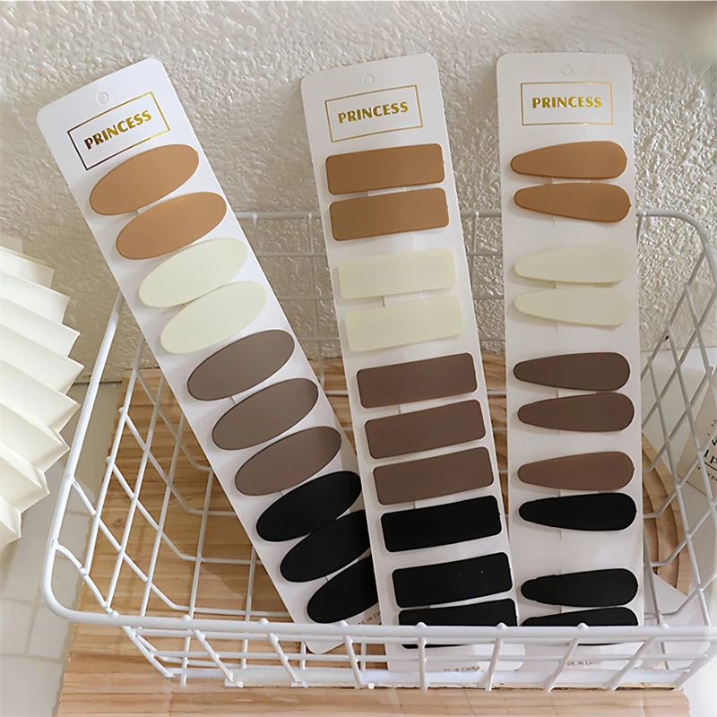 10 stücke Mode Kaffee Farbe Geometrische Waterdrop Platz Ornament Haar Clips Für Frauen Mädchen Süße Haarnadeln Kinder Haar Zubehör – Detail 4