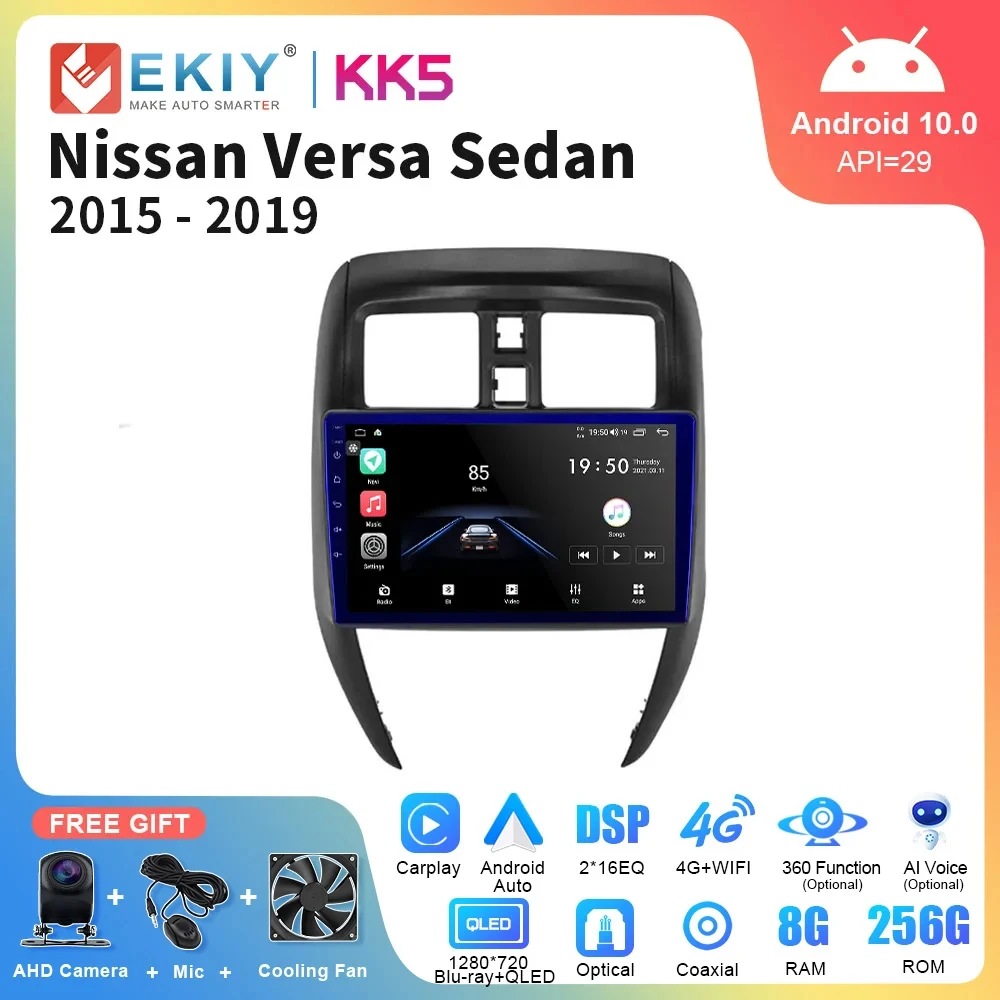 EKIY KK5 Car Radio For Nissan Versa Sedan 2015-2019 DSP Multimedia Video Player Navigation GPS Carplay Stereo Reorder Receiver