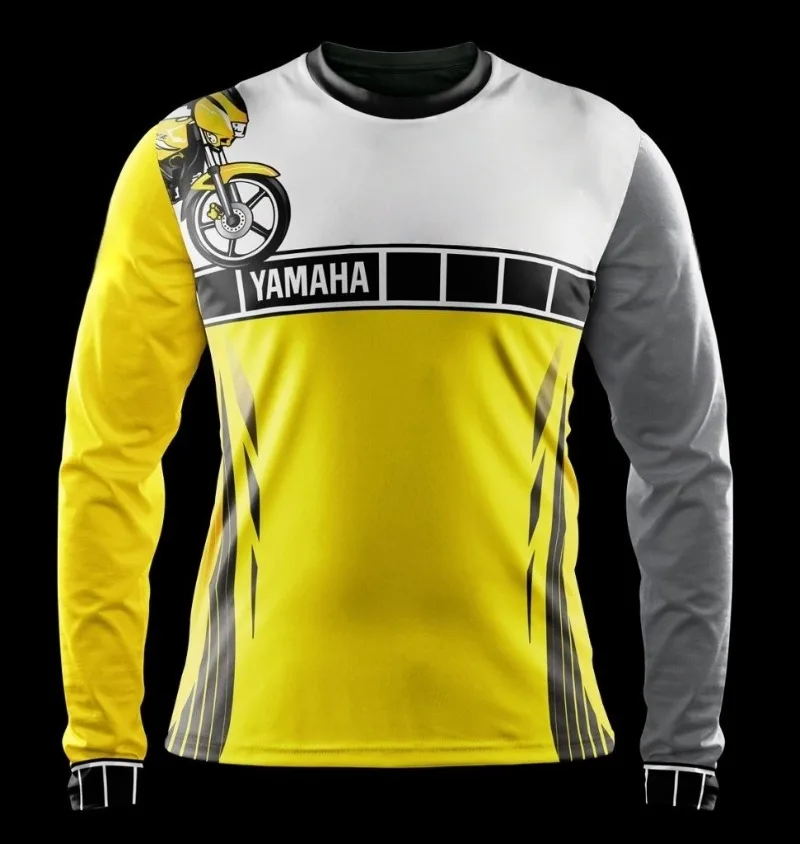 

2026 Summer Yamaha Fashion Print Blue Yellow Long Sleeved T-shirt, Men Women Trendy Speed Drying Motorcycle Riding Clothes