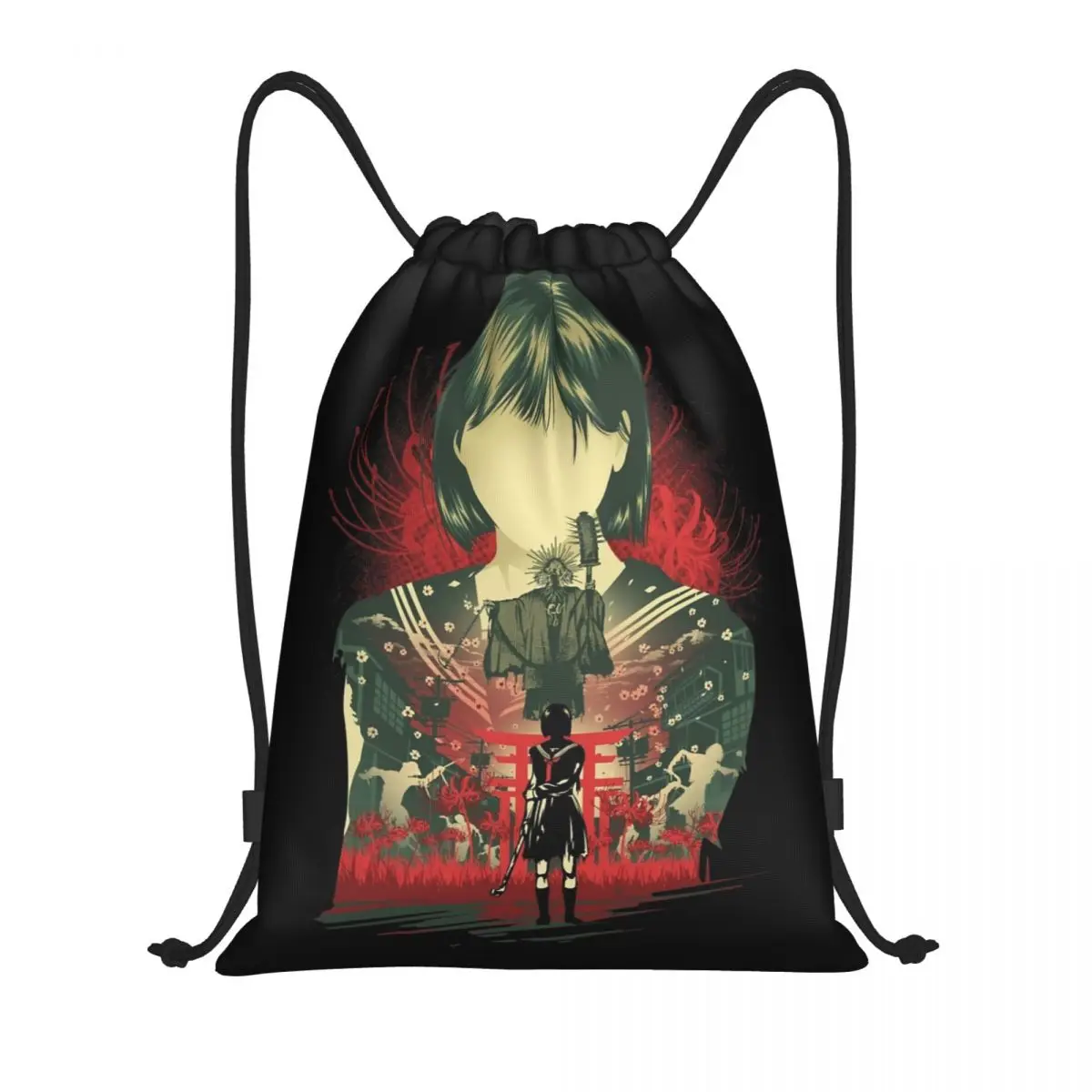 

Рюкзак Horror Game Silent Hill F на шнурке, спортивный рюкзак для спортзала, водонепроницаемые сумки на шнурке Hinako Shimizu для бега