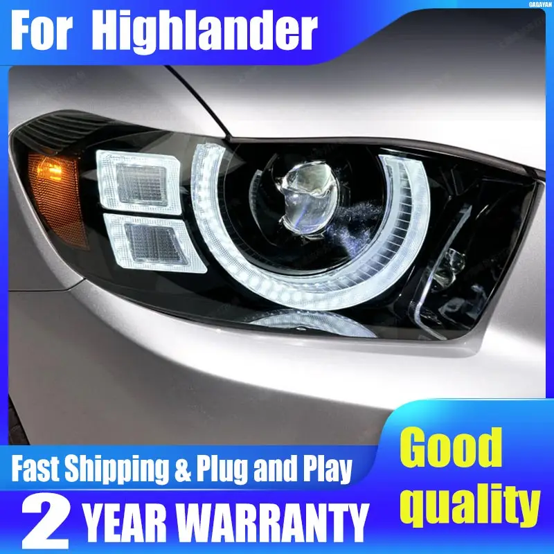 

Head Lamp for Toyota Highlander LED Headlight 2007-2011 Headlights DRL Turn Signal High Beam Angel Eye Projector Lens