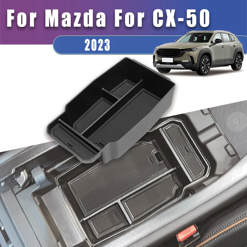Center Console Organizer Tray For Mazda CX-50 2023 Armrest Storage Box Insert with Non Slip Mat Anti Rattle Design Car Accessory