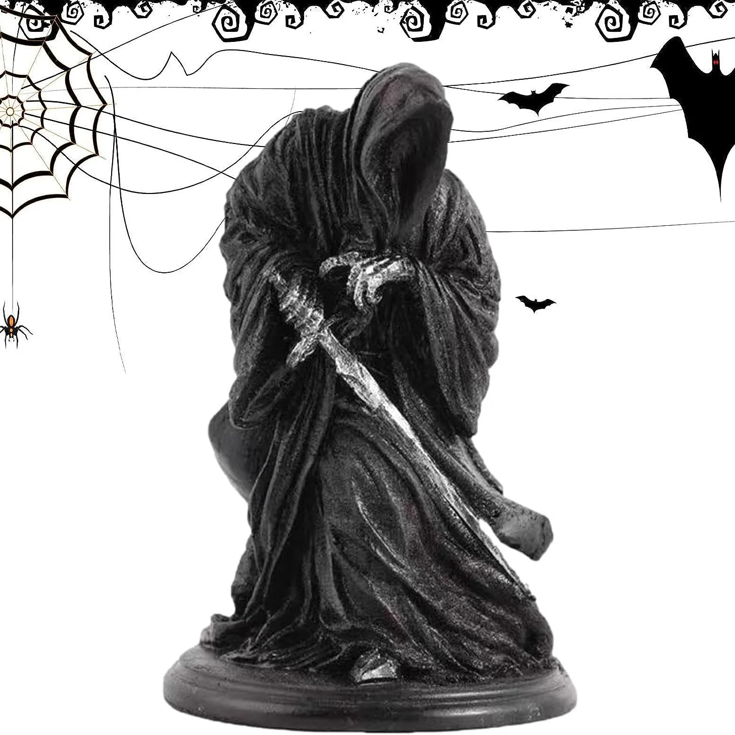 Black Grim Reaper Statue Home Decor Ornament Halloween Decorations Thrilling Robe Nightcrawler Horror Ghost Sculpture