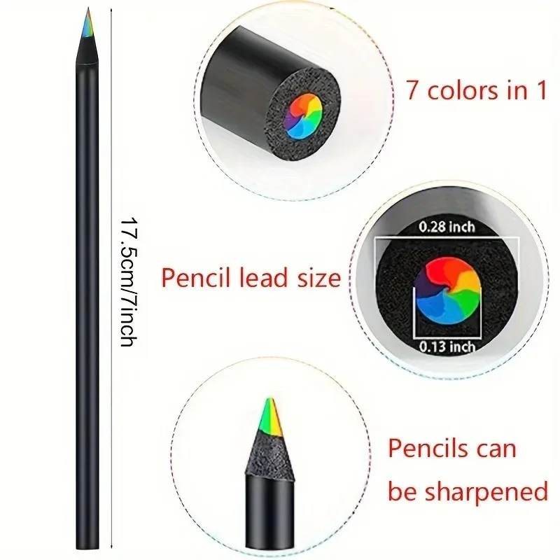 10pcs Kawaii Rainbow Pencil 7 Colors Concentric Gradient Crayons Gift Coloring Pencils Art Painting Drawing School Supplies