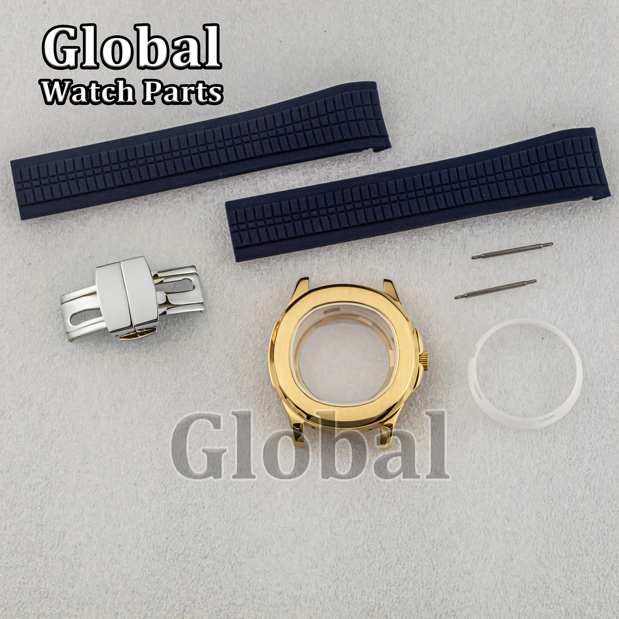 

High Quality NH35 Case Rubber Band Bracelet Sapphire Glass NH35 Movement Parts Stainless Steel Watch Case for Nautilus AQUANAUT