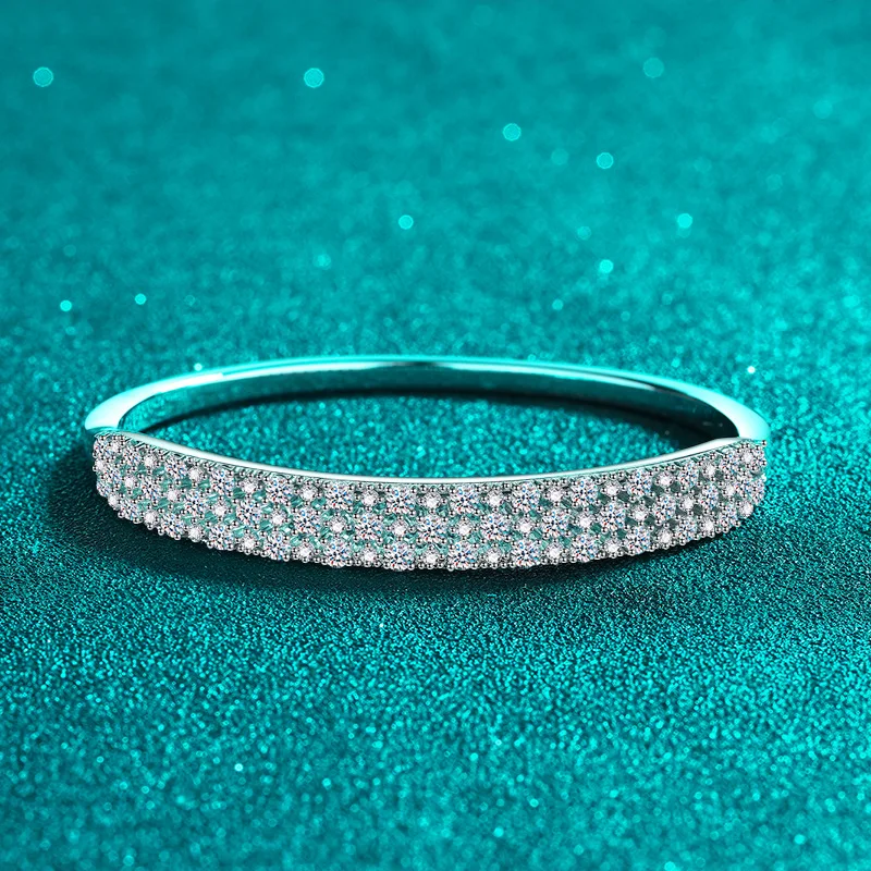 18K gold plated PT950 platinum bracelet fully inlaid with 3.03 carat moissanite bracelet, simple and high-end design bracelet