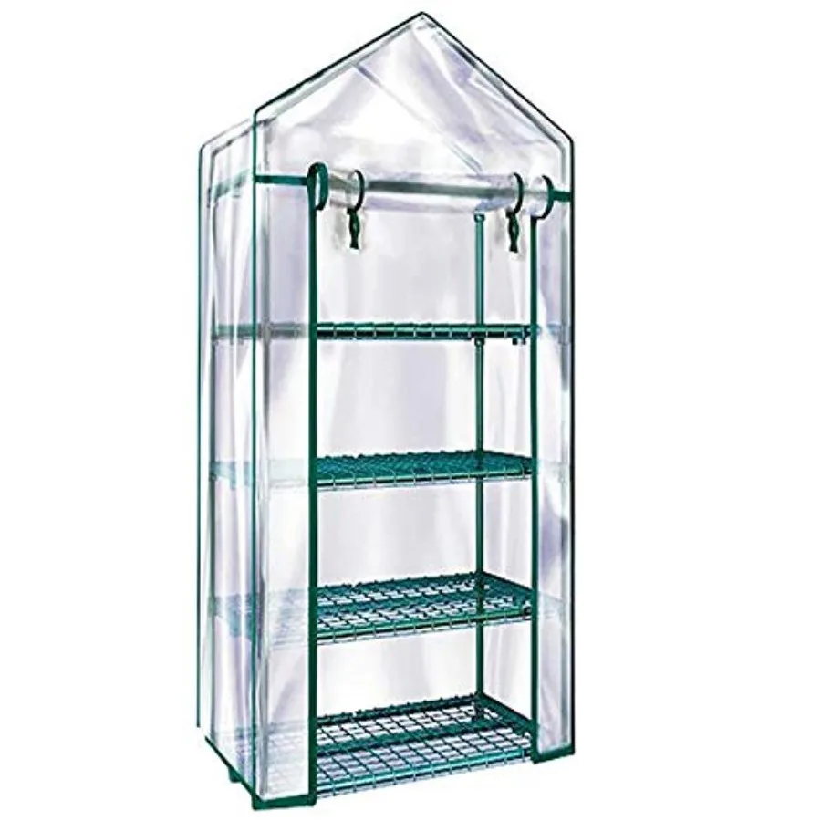 

4-Tier Garden Mini Greenhouse Indoor/Outdoor Small Greenhouse Plant Shelves with Transparent PVC Thick Cover, Heavy Duty Frame,