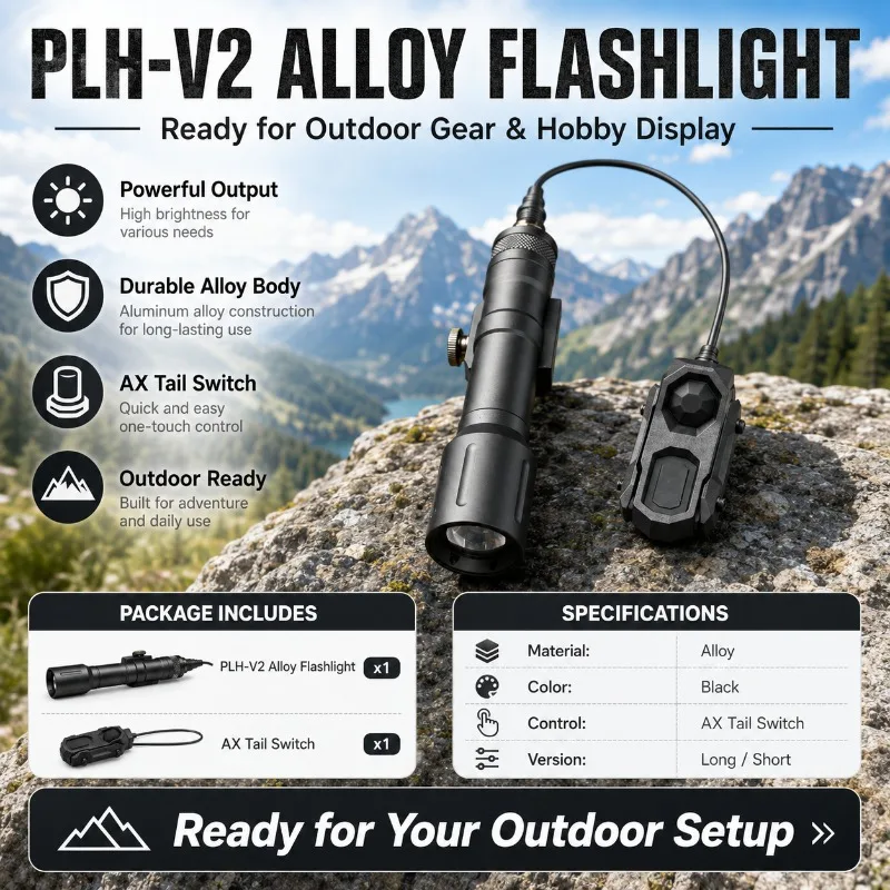 PLH‑V2 Alloy Housing Flashlight Strobe Function AX Tail Button Long Short Size Hobby Spare Fittings