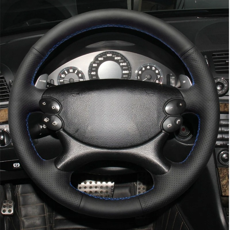 DIY Black Artificial Leather Steering Wheel Cover for Mercedes Benz E-Class W211 E230 E280 E350 CLS-Class CLS350 CLS500