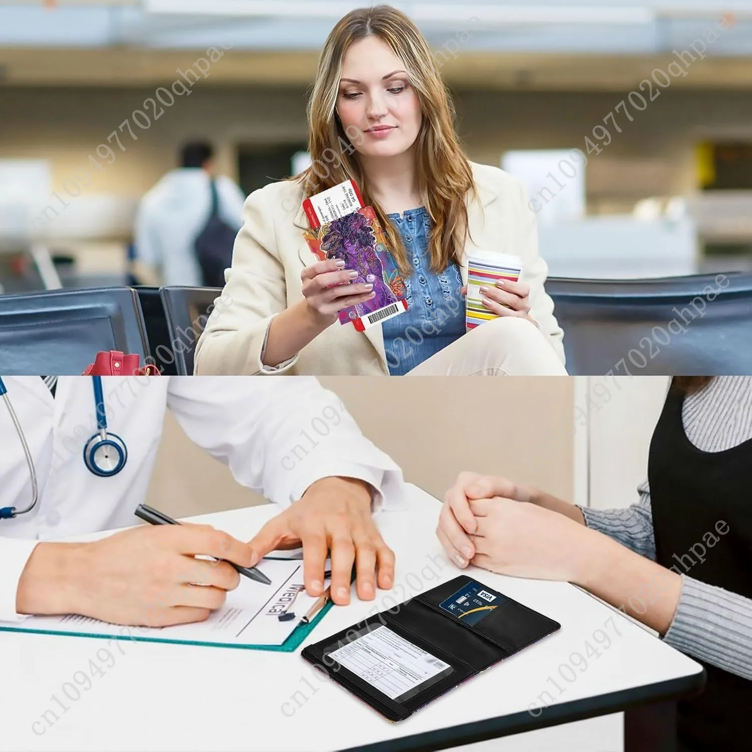 حامل جواز السفر المرأة الأرجواني الكتابة على الجدران امرأة أمريكية أفريقية قسط بولي Leather الجلود جواز سفر يغطي هدية السفر 5.7*4.3in