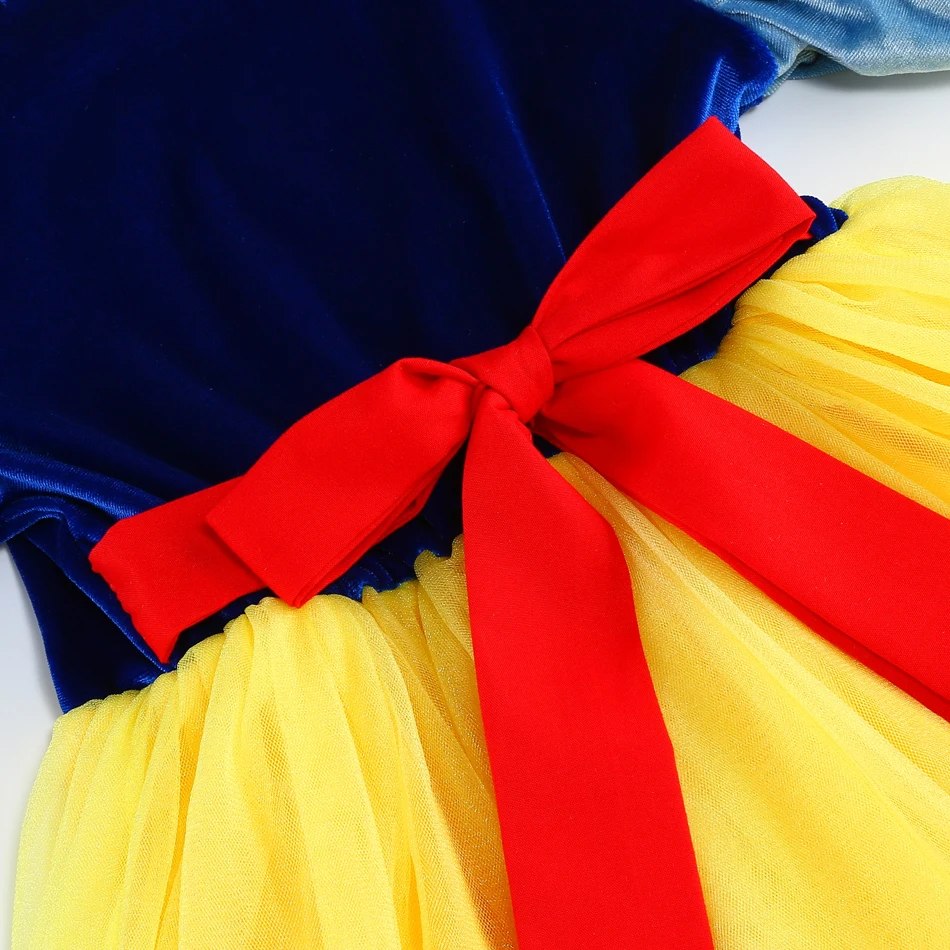 Halloween Snow White Dress Girls manica lunga Ball Gown Kids Carnival Christmas New Year travestimento Fairy Tale Party Vestidos