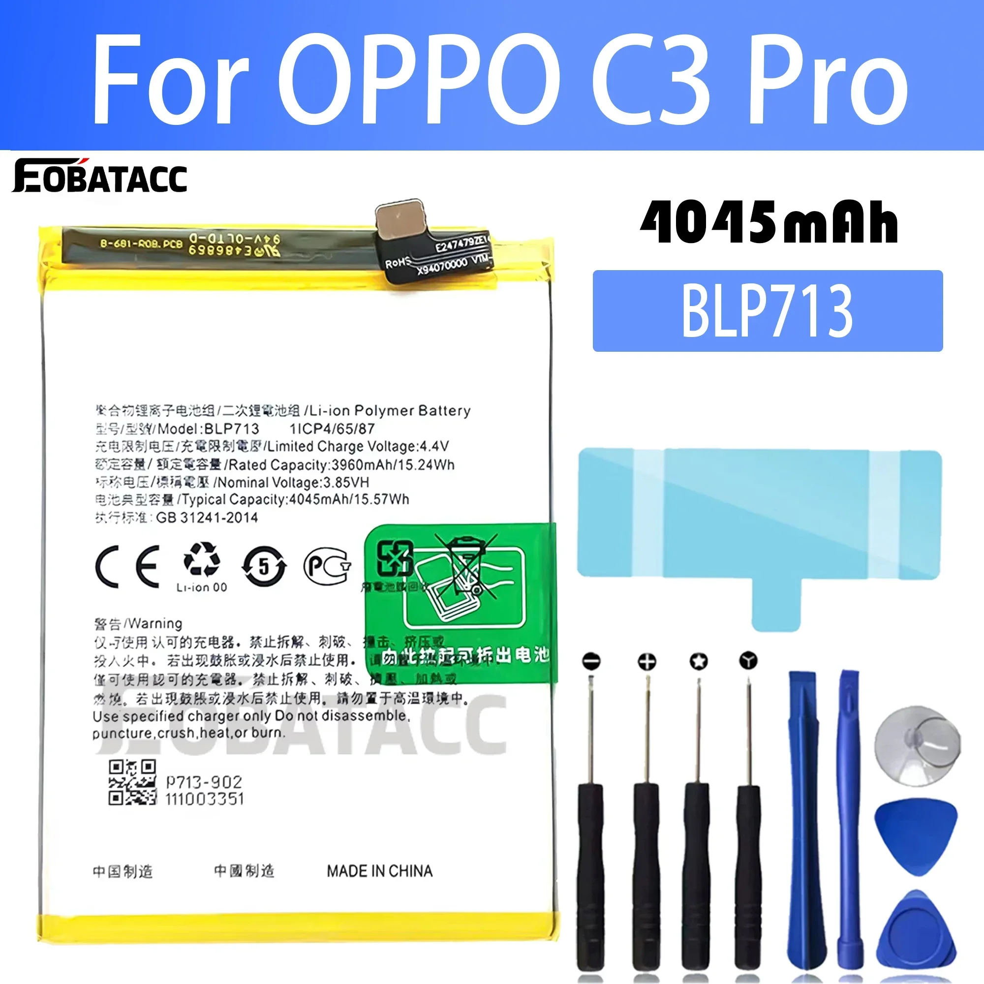 

100% New Original Battery BLP713 For OPPO C3 Pro Realme 3 Pro Reamlex Youth Edition Battery + Free Tools