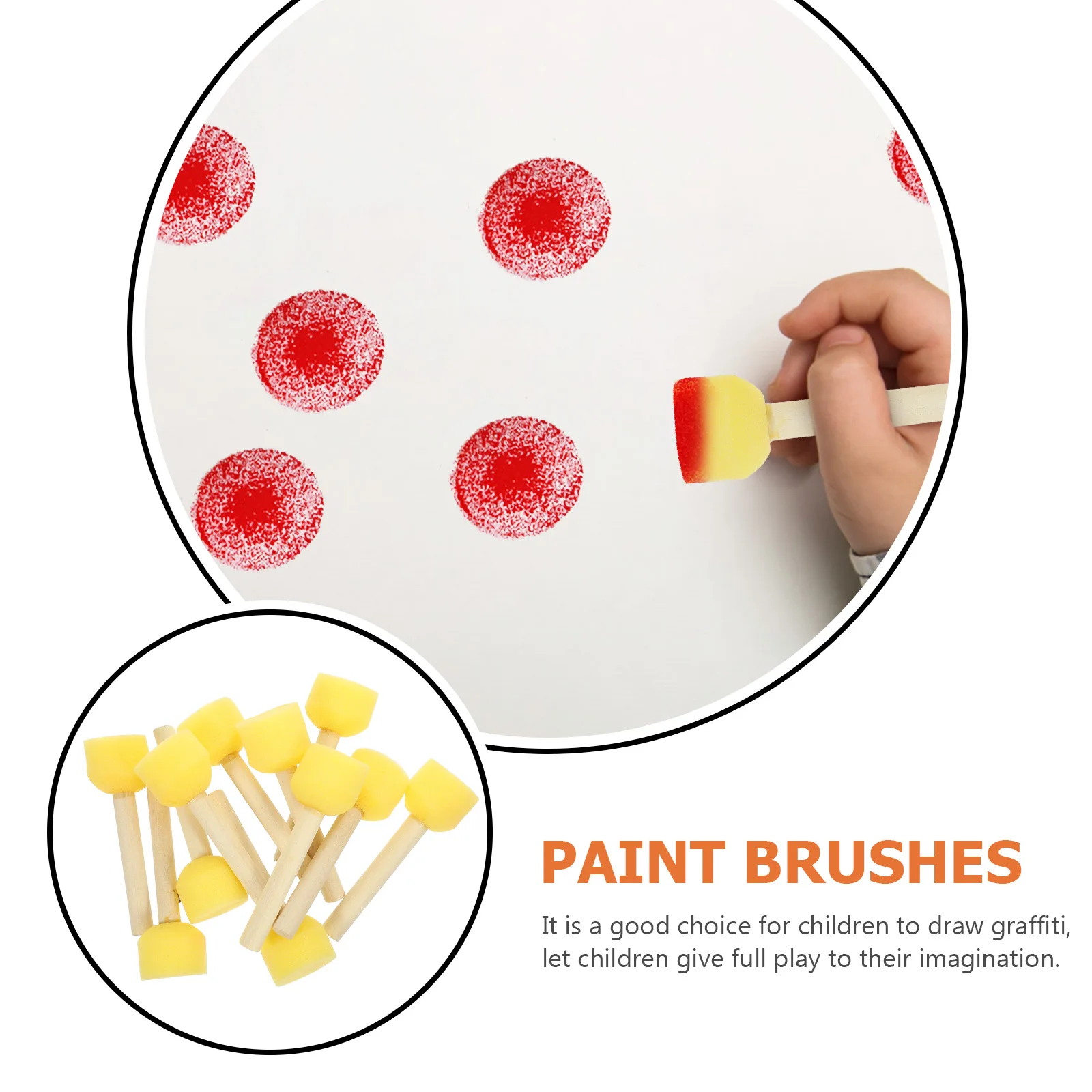 

20pcs Sponge Brushes for Painting Graffiti Toddler Painting Supplies Drawing Tool Educational Art Crafts Round Brushes