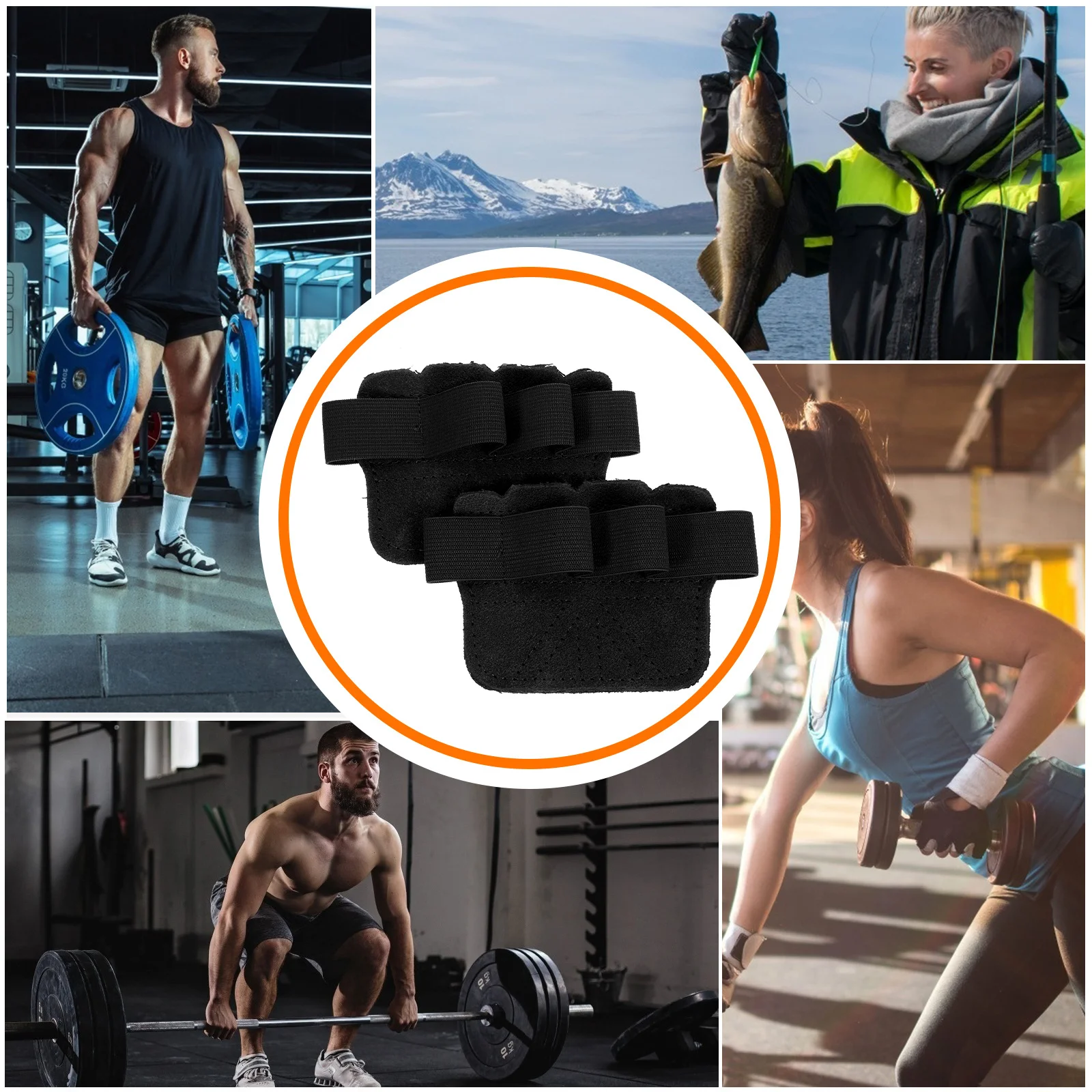 1 زوج أربعة أصابع قفازات رفع الأثقال النايلون عدم الانزلاق حارس النخيل لسحب ما يصل الحديد الصالة الرياضية تجريب اللياقة البدنية التدريب