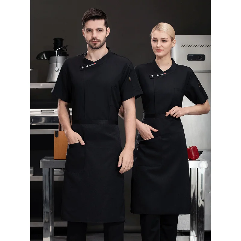 Summer High-End Dining Chef Overalls Men's Short Sleeve Breathable Thin Hotel Western Restaurant Baking Clothing