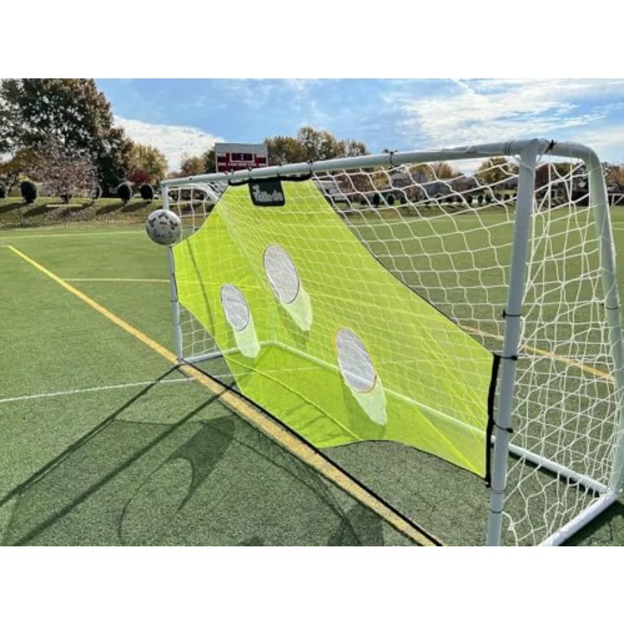 فاليرتا ®   مباراة هدف كرة القدم الفولاذي مقاس 12 × 6 أقدام + شبكة أهداف احترافية لرماية كرة القدم وارتداد.