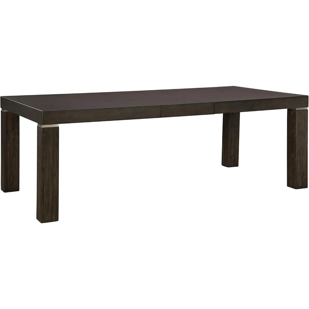 Contemporary Dining Extension Table, Seats up to 8, Dark Brown