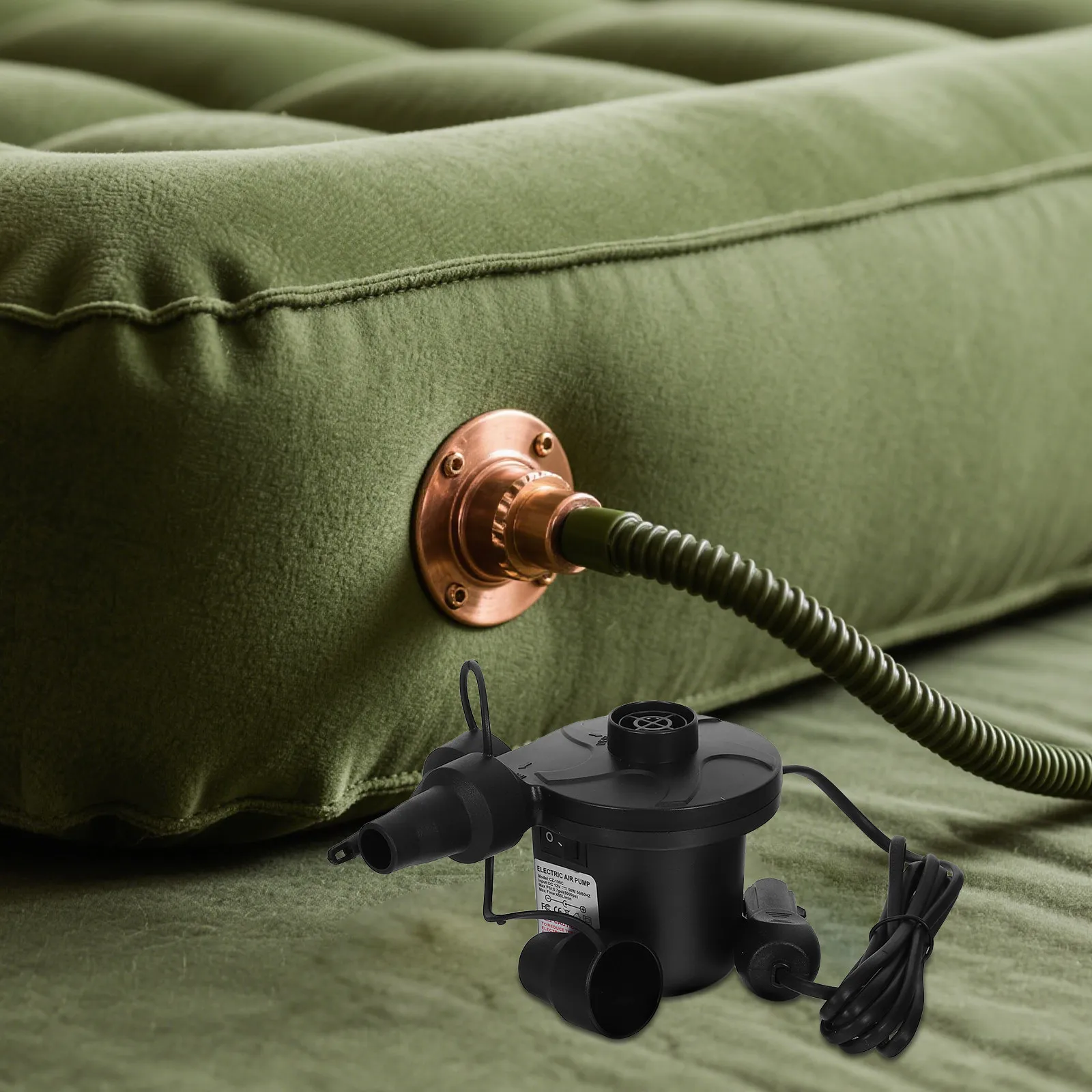 Air Pump for Inflatables Compact Mattress Electric Inflator Pool Camping Abs