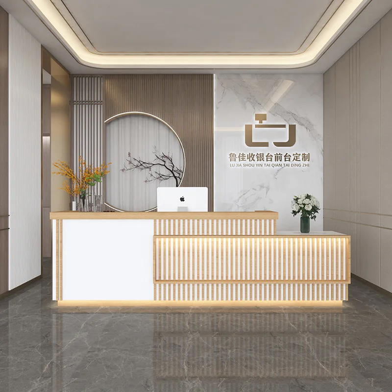 Health Preservation Reception Desks New Chinese-style Light Luxury Reception Desks Office Furniture Meja Penerimaan YS40CC