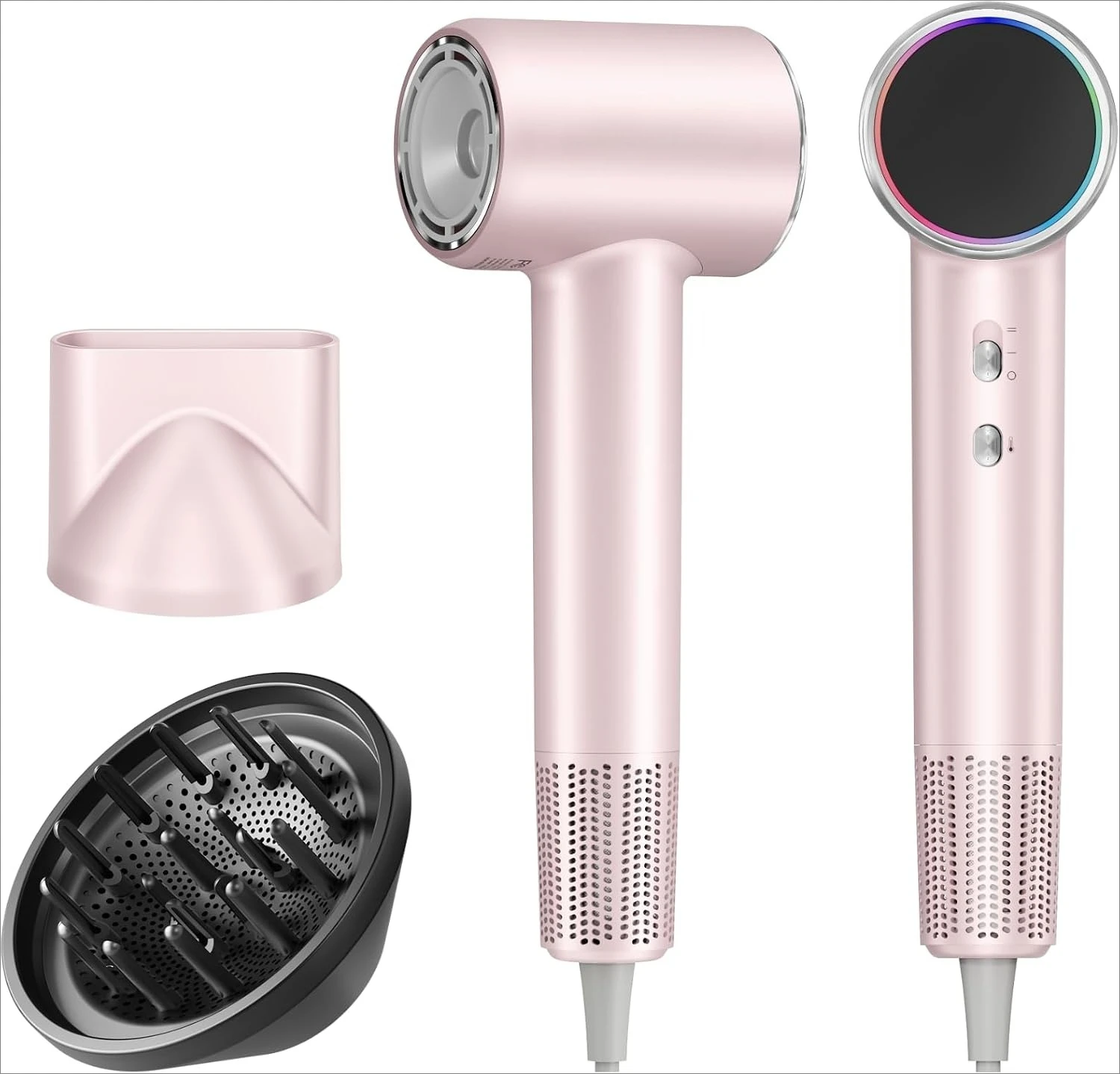 Hair Dryer Blow Dryer with Magnetic Diffuser & Nozzle, 110000 RPM Brushless Motor Ionic Hairdryer for Fast All Hair Types