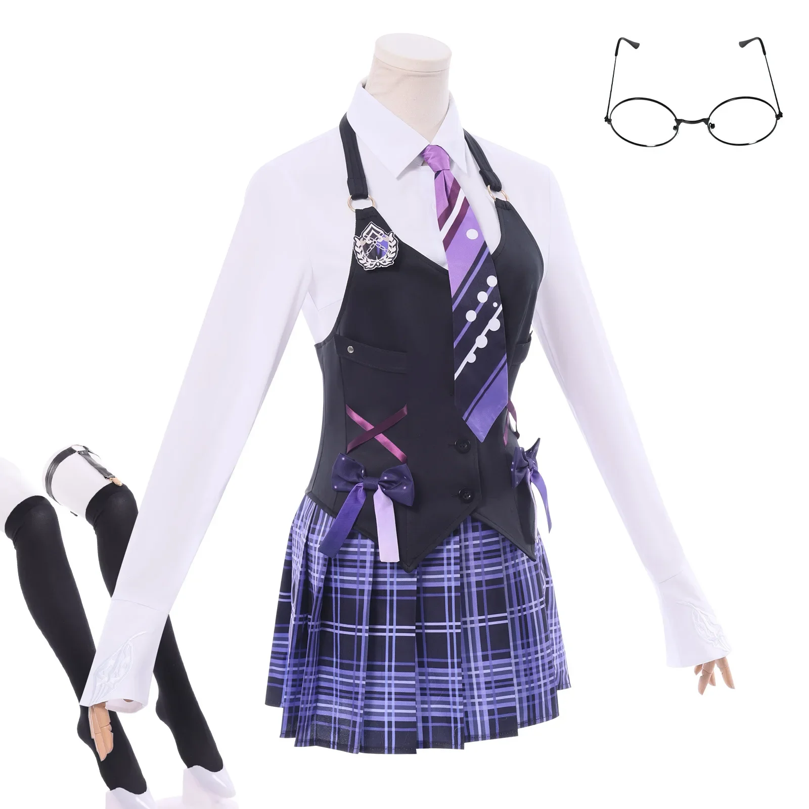 CosplayGame Naraka Bladepoint Tarka Ji Cosplay Costume JK School Uniform Skirt Wig Suit Glasses Full Set Halloween Party Play Ou