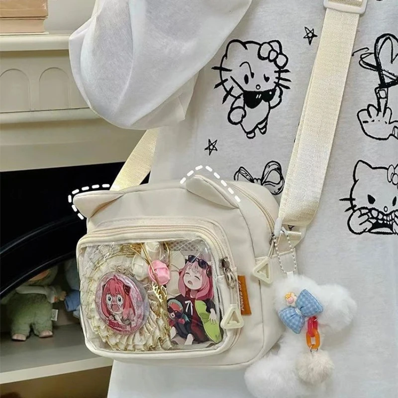 Giapponese Rosa Harajuku Ragazze Carine Y2K Trasparente Del Fumetto Ita Borsa Della Bambola Versatile Borsa a Tracolla Casual Del Telefono Mobile Сумка