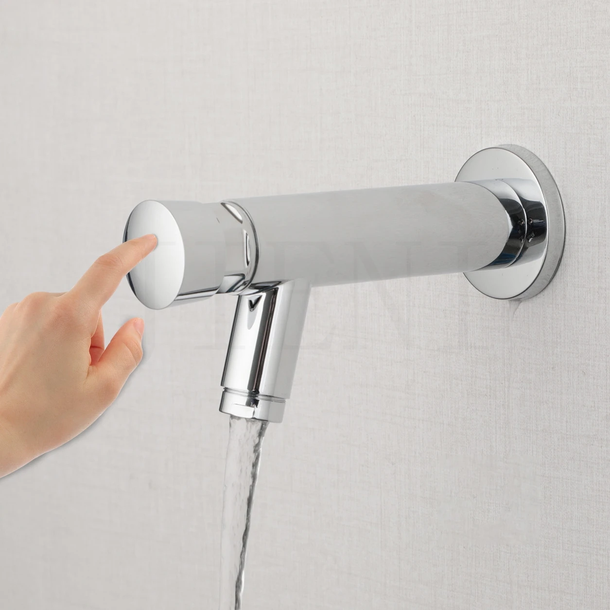 JIENI Waterbesparende Vertraging Kraan Wandmontage Badkamer Chroom Zelfsluitende Enkele Koude Wastafel Kraan Voor Thuis Of Openbare Clace