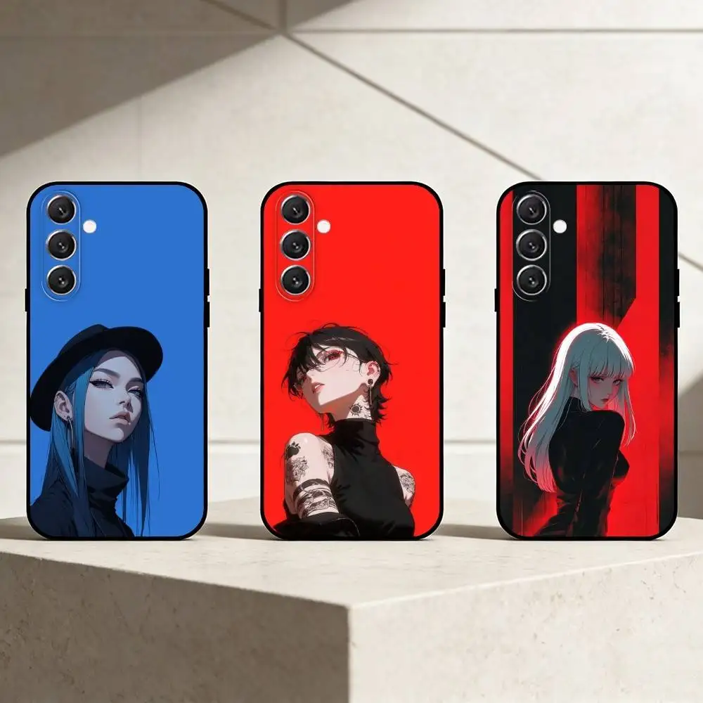 

Dark goth girl Phone Case For Samsung Galaxy A13,21s,22,31,32,52,53,71,72,73,Soft Black Cover