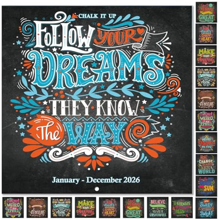 Calendario 2026 Calendario da parete 2026 2026 gennaio 2026 dicembre 2026 12" x 24" Aperto Calendario da parete 2026 12 mesi Blocco non incollato Motivatiol C