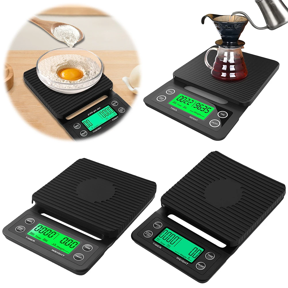 

5/3kg Digital Display Timer Coffee Weight Tool High Precision Measuring LCD Drip Coffee Scale with Timer Precision LCD Scale