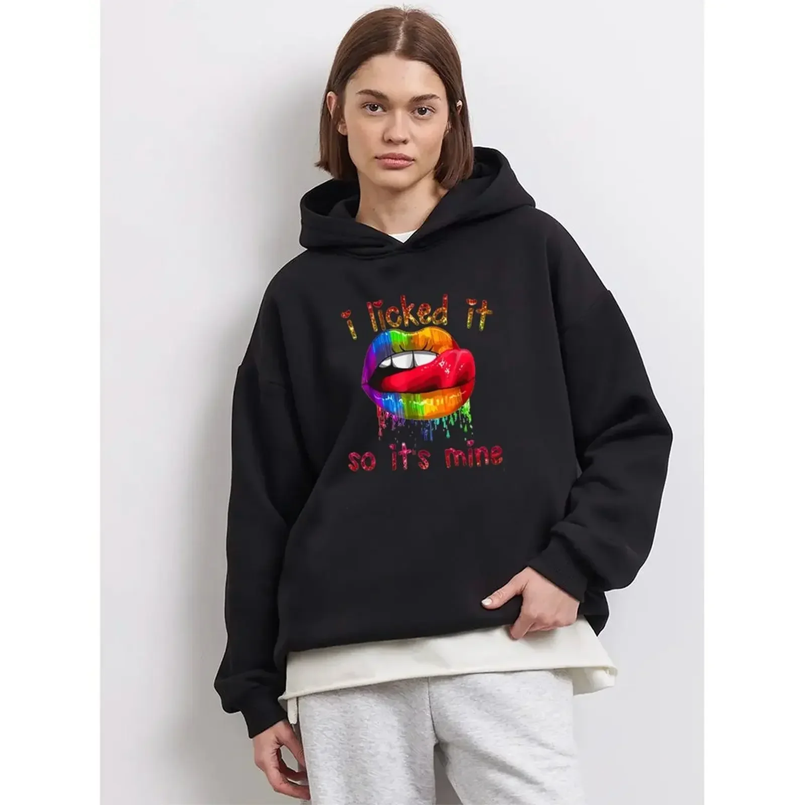 

2025 Sweatshirts For Woman Loose Hoodies Winter Casual Lemon Printed Comfortable Female Long Sleeve Tops Oversized Pullover
