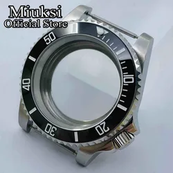 Miuksi 40mm silver sterile watch case ceramic/titanium bezel sapphire glass fit NH35 NH36 ETA2824 PT5000 movement